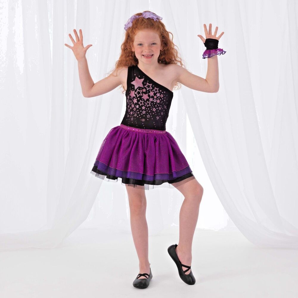 KidKraft Rockstar Costume – Girls M 6–7, Glitter Dress w/ Pink Purple Layers